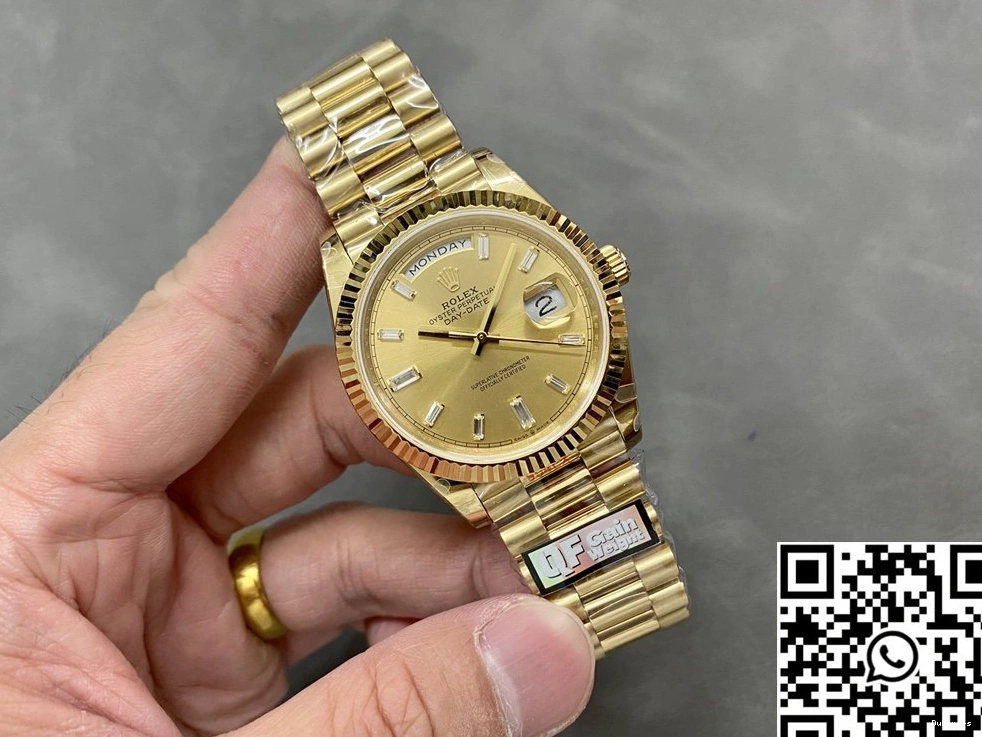 M228238-0005 Steel Rolex Day Dial Date Factory Diamond v5 Tungsten QF Hourmarker Gold 0208